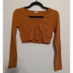 Garage Long Sleeve Shirt Women’s Size Medium Burnt Orange Stretch Cropped Autumn